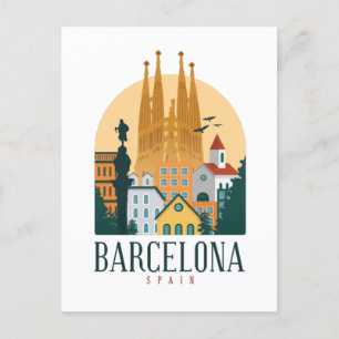 Barcelona Spanje Skyline Ansichtkaart Briefkaart