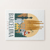 Barcelona Spanje Skyline Vintage Legpuzzel (Horizontaal)