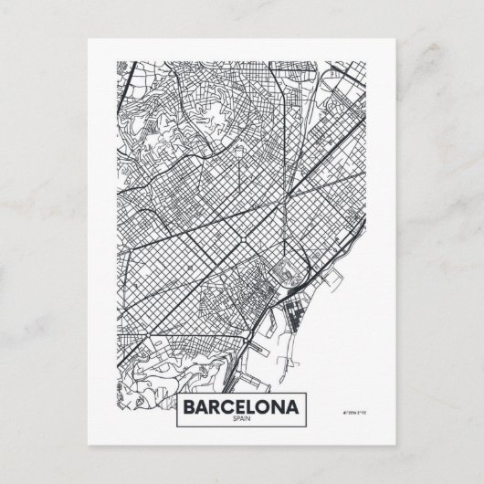 Barcelona, Spanje | Stadskaart Briefkaart (Voorkant)