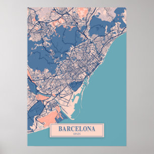 Barcelona - Spanje Stedenkaart Breezy Poster