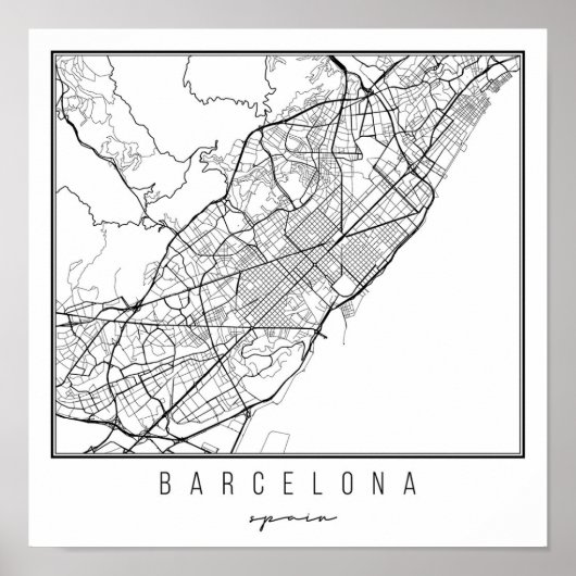 Barcelona Spanje Street Map Poster (Voorkant)