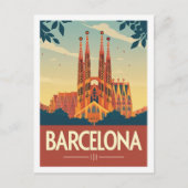 Barcelona Spanje Vintage Beroemde Reisplaats Briefkaart (Voorkant)