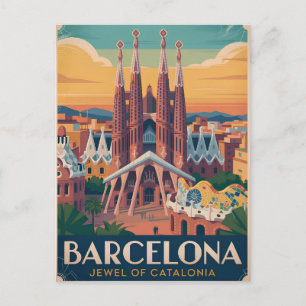 Barcelona Spanje vintage Briefkaart