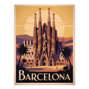 Barcelona Spanje vintage Foto Afdruk