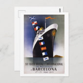 Barcelona Spanje Vintage Poster 1944 Briefkaart (Voorkant / Achterkant)