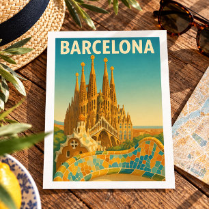 Barcelona Spanje Vintage Reisansichtkaart Briefkaart