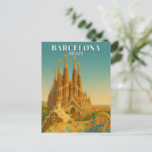 Barcelona Spanje Vintage Reizen Abstract Briefkaart (Staand voorkant)