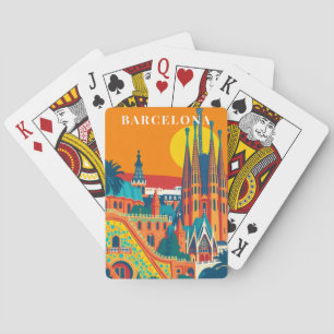 Barcelona Spanje Vintage Reizen Retro Pokerkaarten