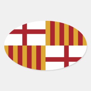 Barcelona (Spanje) Vlag Ovale Sticker