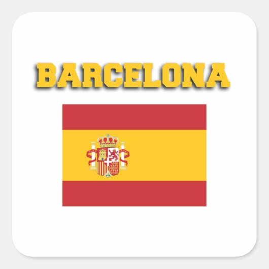 Barcelona Spanje Vlag Vierkante Sticker (Voorkant)