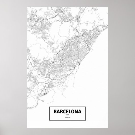 Barcelona, Spanje (zwart op wit) Poster (Voorkant)