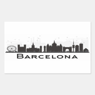 Barcelona, Spanje Zwarte en witte veldlijn Rechthoekige Sticker