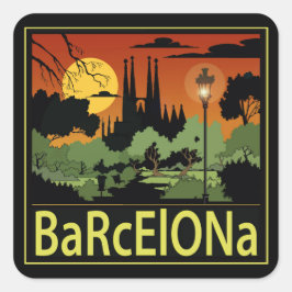 Barcelona Square Stickers, glanzend Vierkante Sticker