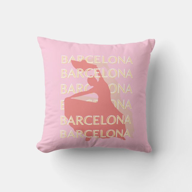 Barcelona Travel Art, Roze, Pastel Kussen (Voorkant)