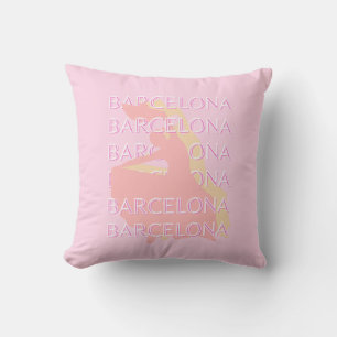 Barcelona Travel Art, Spanje Kunst, Roze, Pastel Kussen