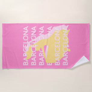 Barcelona Travel Art, Spanje, Reiskunst, Roze Strandlaken