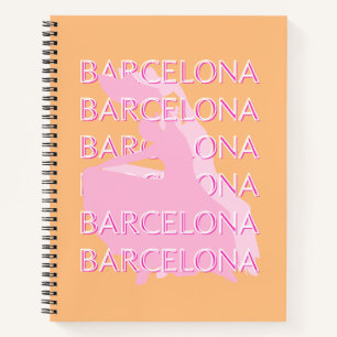 Barcelona Travel Art, Spanje, Sinaasappel, Roze Notitieboek