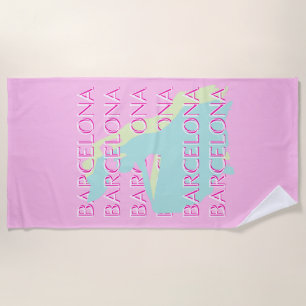 Barcelona Travel Art, Spanje Travel Art, Roze Strandlaken