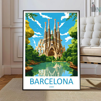 Barcelona Travel Print Wall Art Barcelona Wall Han