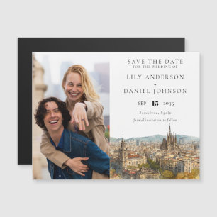 Barcelona Trouwfoto Save The Date Magnetische Uitnodiging