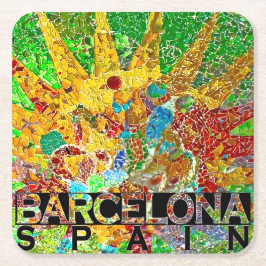 Barcelona Vierkante Kartonnen Onderzetter (Voorkant)