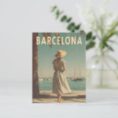 Barcelona vintage travel briefkaart (Staand voorkant)