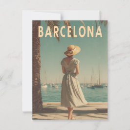 Barcelona vintage travel briefkaart