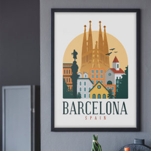 Barcelona Vintage Travel Poster