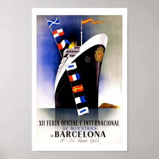 Barcelona Vintage Travel Poster (Voorkant)