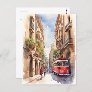 Barcelona waterverf kunst briefkaart