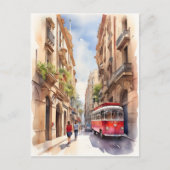 Barcelona waterverf kunst briefkaart (Voorkant)