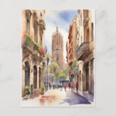 Barcelona waterverf kunst briefkaart (Voorkant)