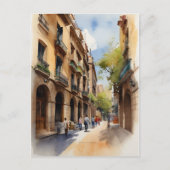 Barcelona waterverf kunst briefkaart (Voorkant)