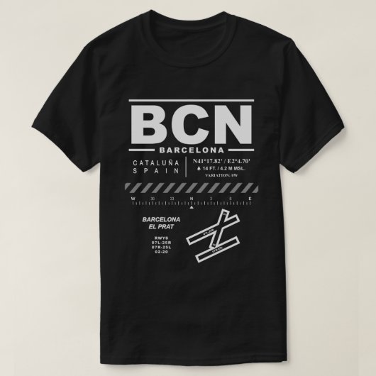 Barcelone - Aéroport El Prat BCN T-Shirt (Design devant)