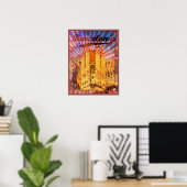 Barcelone, Espagne, Poster vintage (Bureau à domicile)