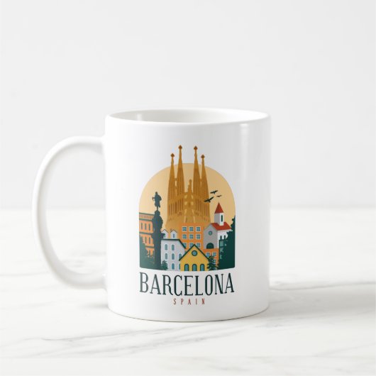 Barcelone Espagne Skyline Café Mug (Gauche)