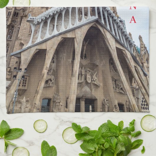 Barcelone Sagrada Familia vue serviette de thé (Plié)