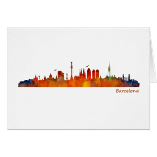 Barcelone watercolor skyline v01