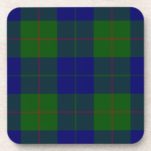 Barclay clan tartan blauwe groene vleid bier onderzetter (Voorkant)