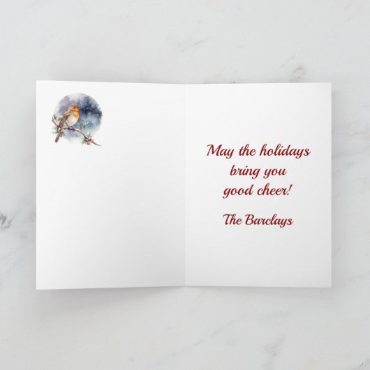 Barclay Crest & Tartan w/Robin gepersonaliseerd Kaart (Binnen)