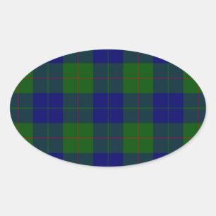 Barclay tartan blauwe groene vleid ovale sticker