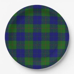 Barclay tartan blauwe groene vleid papieren bordje