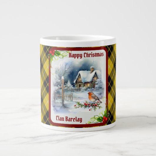 Barclay Tartan & Robin Christmas Extra Grote Beker (Voorkant)