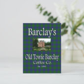 Barclay's Old Towie Barclay Coffee Co. Briefkaart (Staand voorkant)