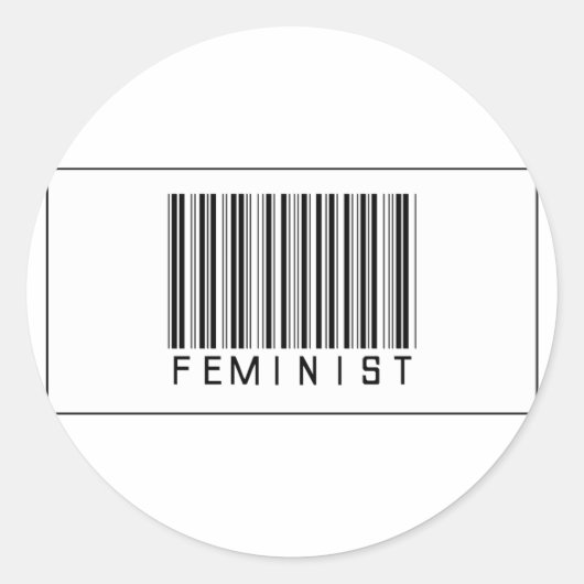 Barcode Feminist Ronde Sticker (Voorkant)