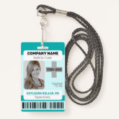 Barcode ID Foto Sjabloon Blauwgroen Groen medisch  Badge (Voorkant met draagriem)