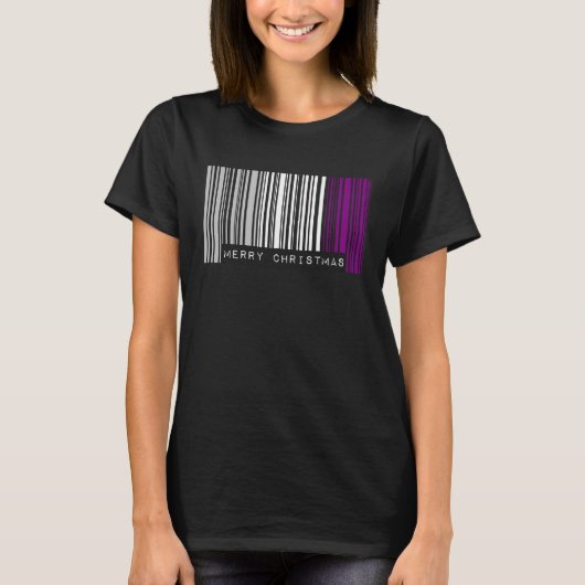 Barcode Merry Christmas Asexual Pride Flag LGBTQ Q T-shirt (Voorkant)