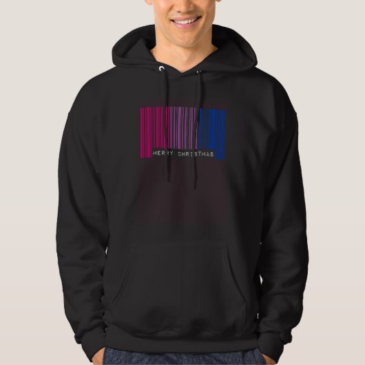 Barcode Merry Christmas Bisexual Pride Flag LGBTQ  Hoodie (Voorkant)