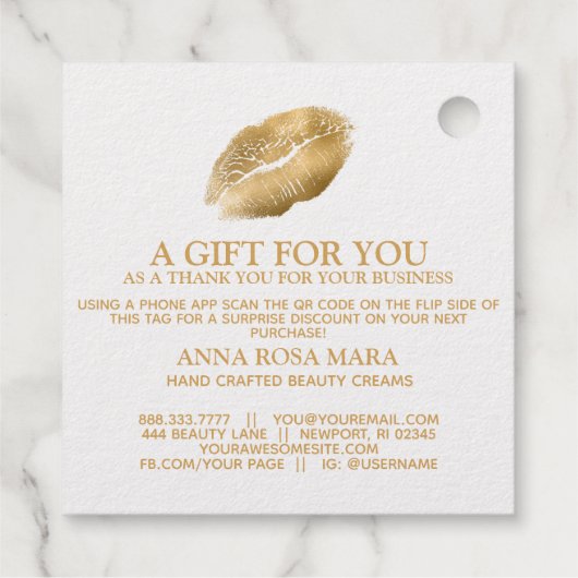*~* Barcode QR Code Business Dank u Gift Label (Achterkant)