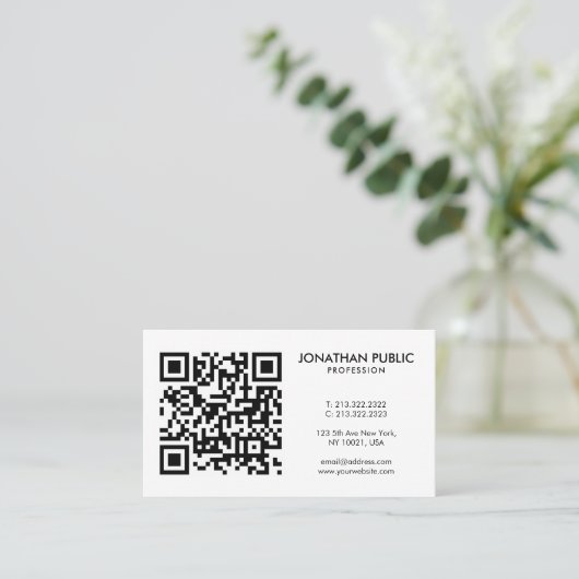 Barcode QR Code Uw Logo Hier Modern Profiel Visitekaartje (Staand voorkant)